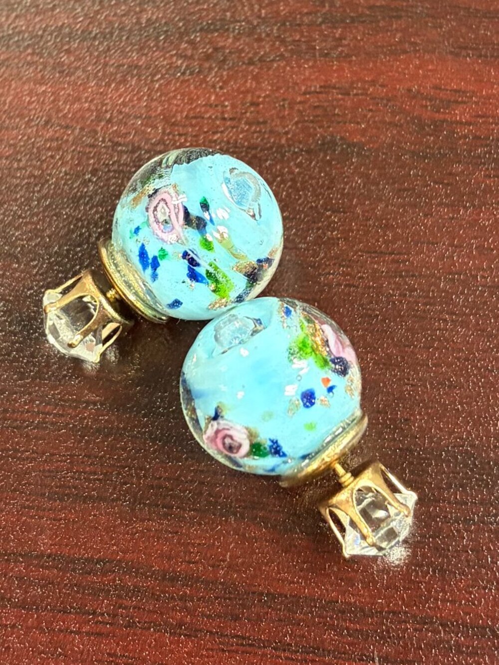 Double Sided Glass Ornament Earrings